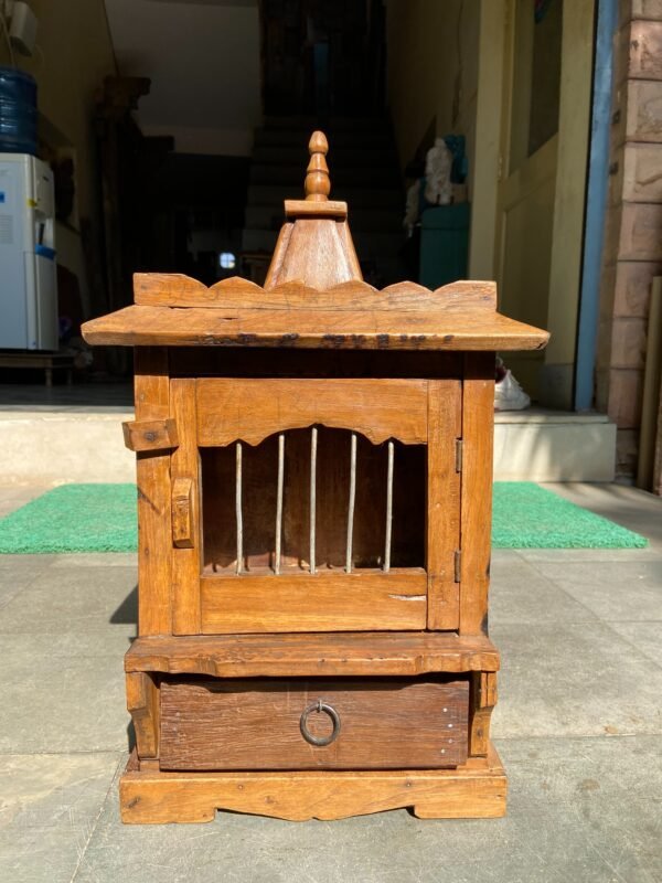 Vintage Wooden Temple – Handcrafted Small Pooja Mandir for Home (H20 x L12 x W8 Inches)