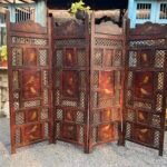 Vintage Wooden Printed Foldable Partition – Handcrafted Elegance