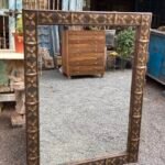 Wooden and Brass Floor Mirror