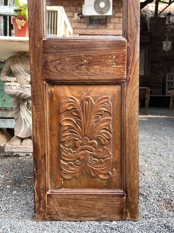 Elegant Wooden Floral Floor Mirror