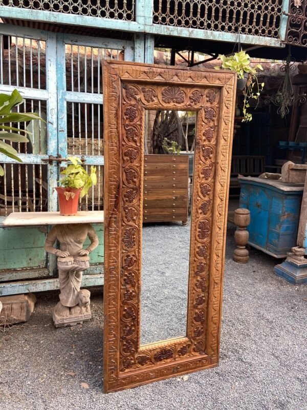 Elegant Floral Wooden Mirror