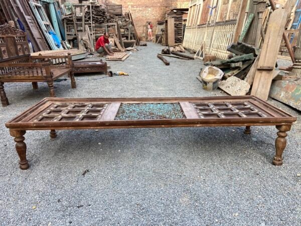 Antique Wooden Table with Brass Inlay Work 3