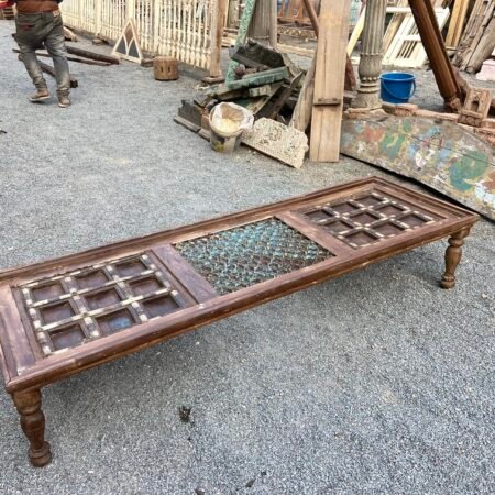 Antique Wooden Table with Brass Inlay Work 2