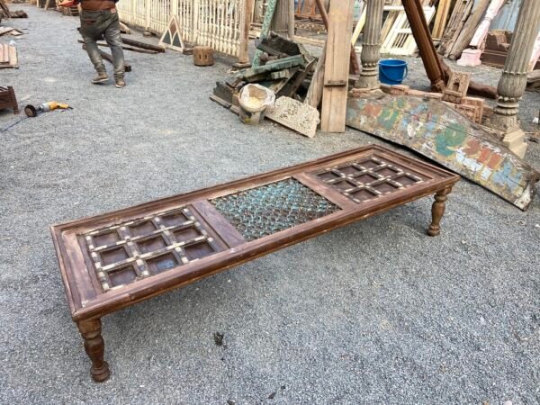 Antique Wooden Table with Brass Inlay Work 2