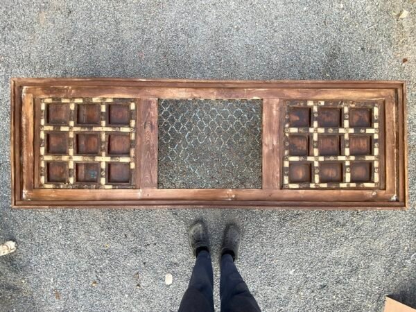 Antique Wooden Table with Brass Inlay Work