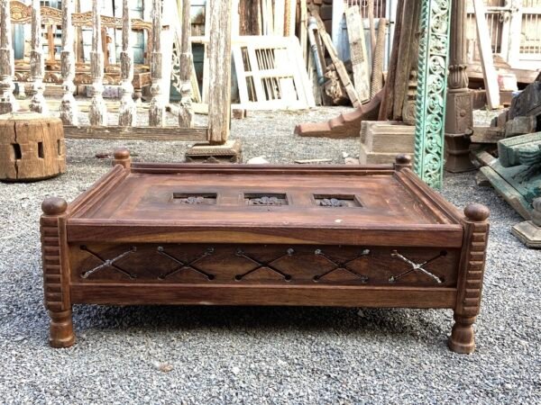 Wooden Brown Table with Glass Top 4