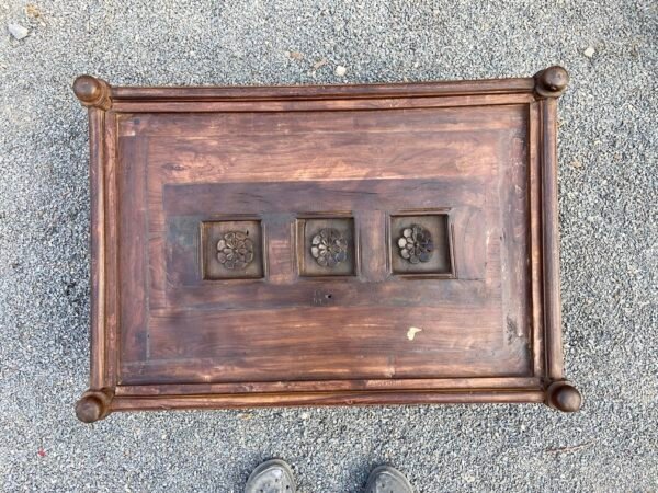 Wooden Brown Table with Glass Top 3