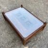 Wooden Brown Table with Glass Top 2