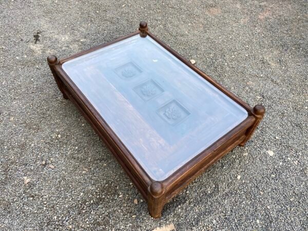 Wooden Brown Table with Glass Top 2