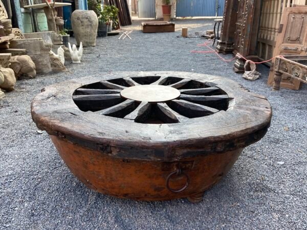 Old Aged Round Antique Wooden Coffee Table