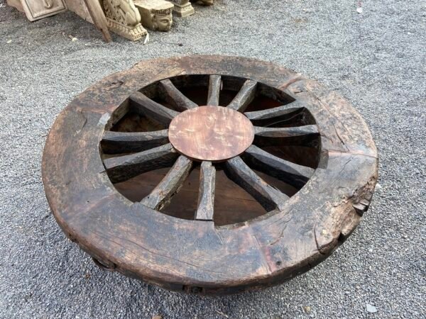 Old Aged Round Antique Wooden Coffee Table-2