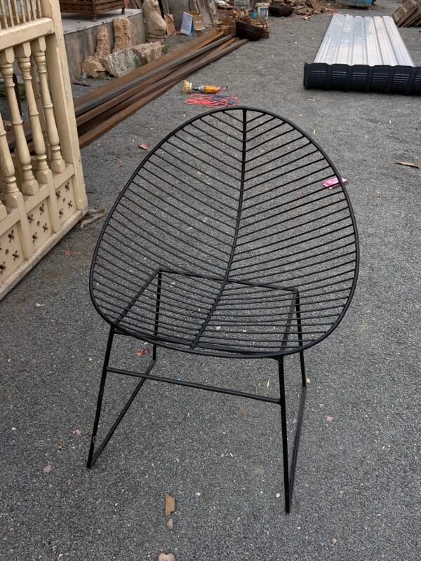 Black Iron Chair | Durable & Stylish Outdoor Seating – 35 x 28 x 24 Inches