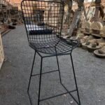 Black Long Leg Iron Chair | Elegant & Tall Outdoor Seating