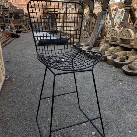 Black Long Leg Iron Chair | Elegant & Tall Outdoor Seating