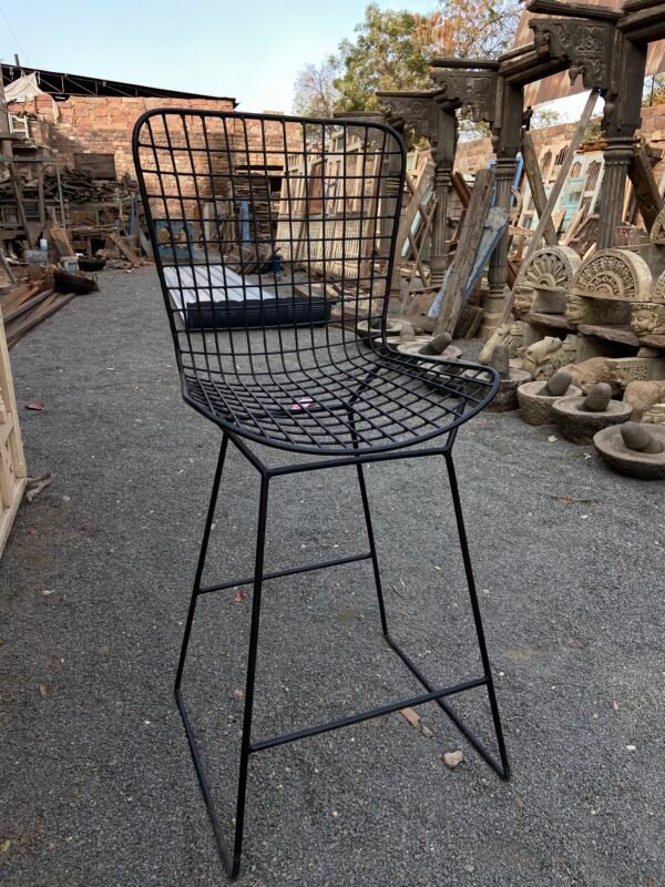 Black Long Leg Iron Chair | Elegant & Tall Outdoor Seating