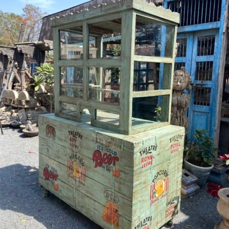 Vintage Wooden Bar Counter | Hand-Painted Retro Design |