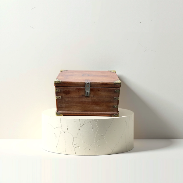 Timeless Vintage Wooden Box with Iron Details