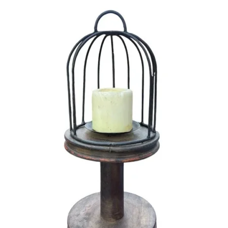 Antique Iron Candle Stand | Timeless Rustic Decor – 13 x 6 x 6 Inches