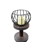 Vintage Iron Candle Stand | Elegant & Rustic Decor – 12 x 6 x 6 Inches