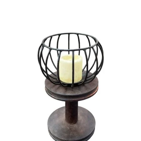 Vintage Iron Candle Stand | Elegant & Rustic Decor – 12 x 6 x 6 Inches