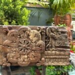 1700's Antique Wooden Hand-Carved Parrot Figure Floral Beautiful Bracket Panel