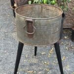 Vintage Iron Planter with Stand – Rustic Industrial Metal Pot (H26.5 x L20 x W20 inches)