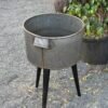 Vintage Iron Planter with Stand – Rustic Industrial Metal Pot (H27 x L17 x W17 inches)