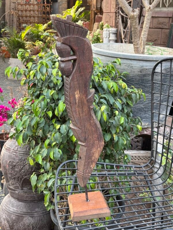 Antique Wooden Bracket Figure - Hand-Carved Architectural Sculpture (26")