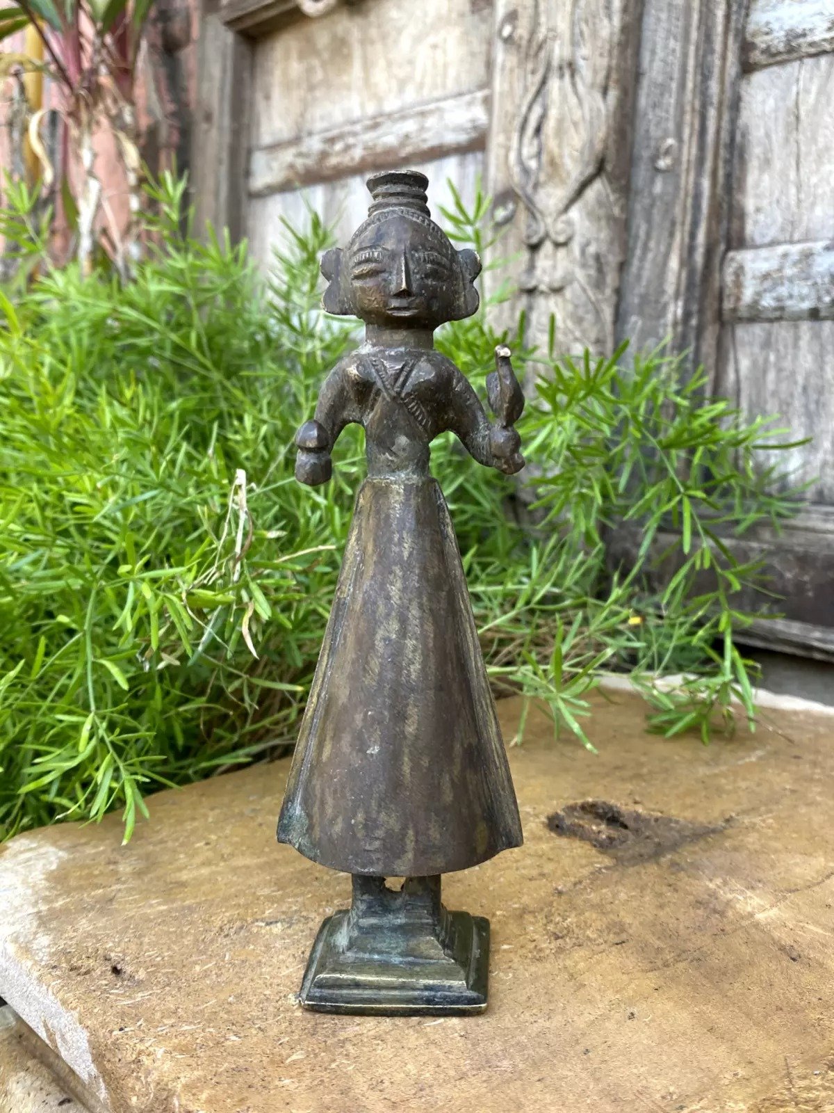 1700's Ancient Rare Old Bronze Goddess Figure Surmadani Perfume Bottle Sculpture