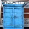 Blue Painted Wooden Window Door