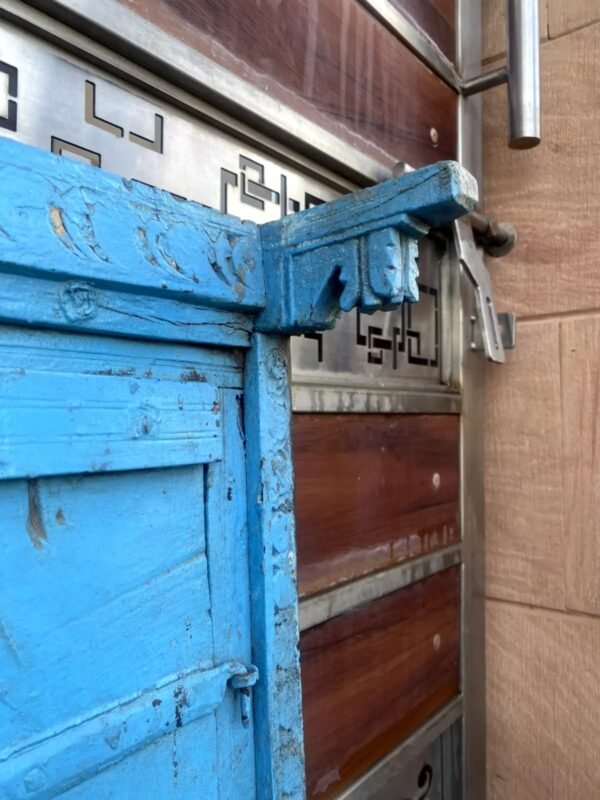 Blue Painted Wooden Window Door-4