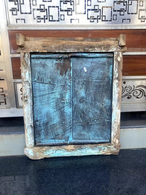 Blue Painted Wooden Window Door-2