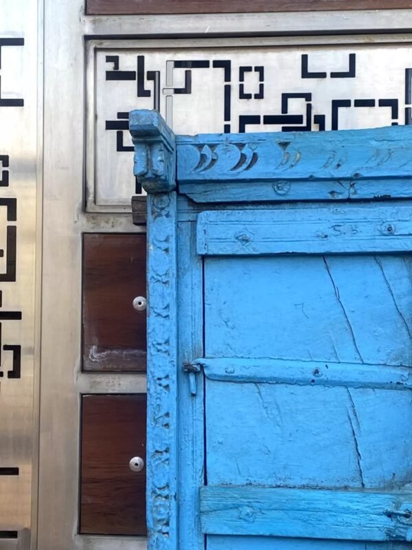 Blue Painted Wooden Window Door-5