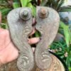 Ancient Old Wooden Hand Crafted Craved Hindu Saint Slipper Khadau