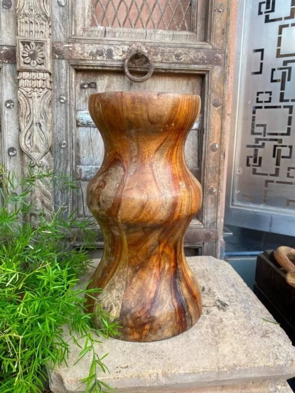 Vintage Old Wooden Handcrafted Planter Vase Base Stand