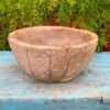 Ancient Yellow Sandstone Hand Carved Lotus Floral 7 x 7'' Incense Bowl 1800's