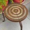 1800s Antique Brass Jali Cut 3-Leg Round Table Stool