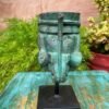 Antique Old Wooden Hand-Carved Elephant Mouth Shape Green Bracket9