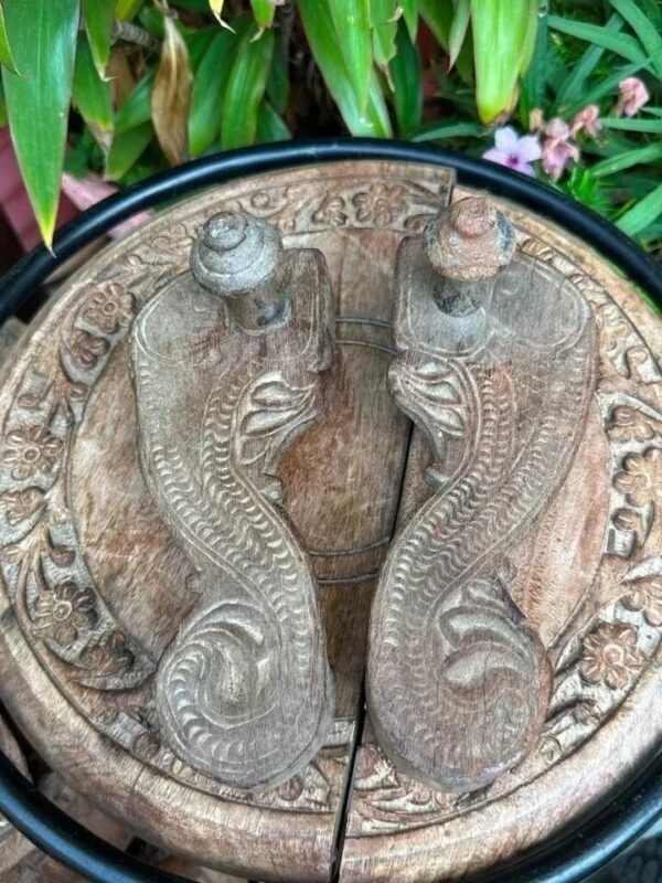 Ancient Old Wooden Hand Crafted Craved Hindu Saint Slipper Khadau1