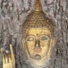 Antique Old Wooden Hand-Carved Buddha Sculpture Wall Hanging-5