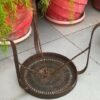 1800s Antique Brass Jali Cut 3-Leg Round Table Stool8
