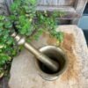 Indian Rare Antique Hand Forged Brass Spice Grinder Mortar with Brass Pestle-3
