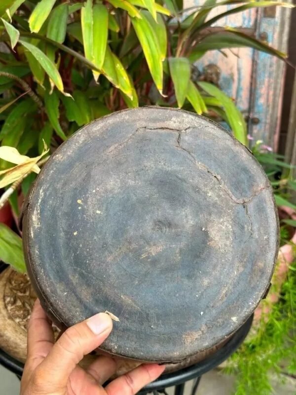 1850s Wooden Hand-Carved Antique Grain Pot | Vintage Planter Pot-10