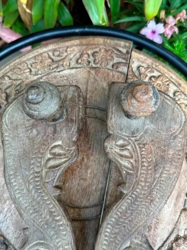 Ancient Old Wooden Hand Crafted Craved Hindu Saint Slipper Khadau2