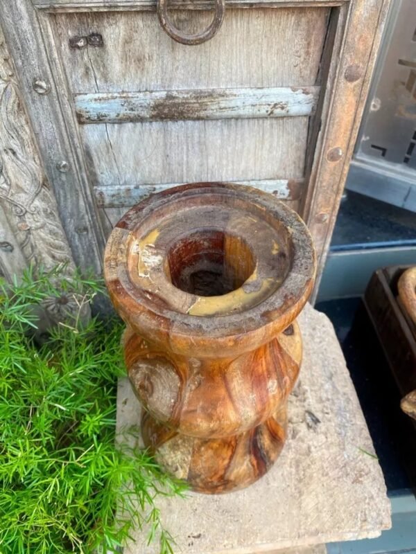 Vintage Old Wooden Handcrafted Planter Vase Base Stand-2