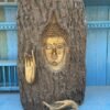 Antique Old Wooden Hand-Carved Buddha Sculpture Wall Hanging