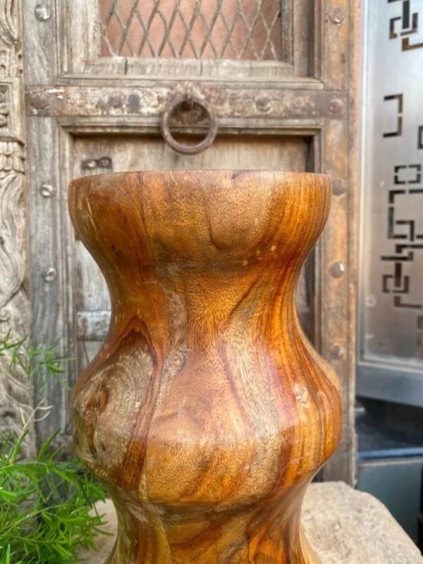 Vintage Old Wooden Handcrafted Planter Vase Base Stand-3