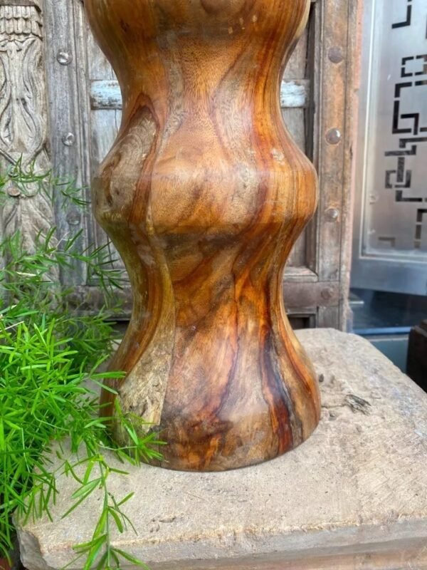 Vintage Old Wooden Handcrafted Planter Vase Base Stand-5