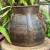 1850s Wooden Hand-Carved Antique Grain Pot | Vintage Planter Pot