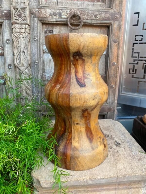 Vintage Old Wooden Handcrafted Planter Vase Base Stand-6